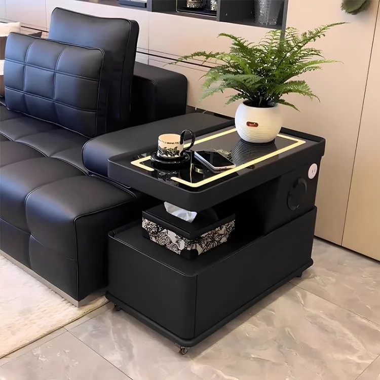 Smart side cabinet side table modern simple coffee table minimalist light luxury movable small apartment coffee table trolley
