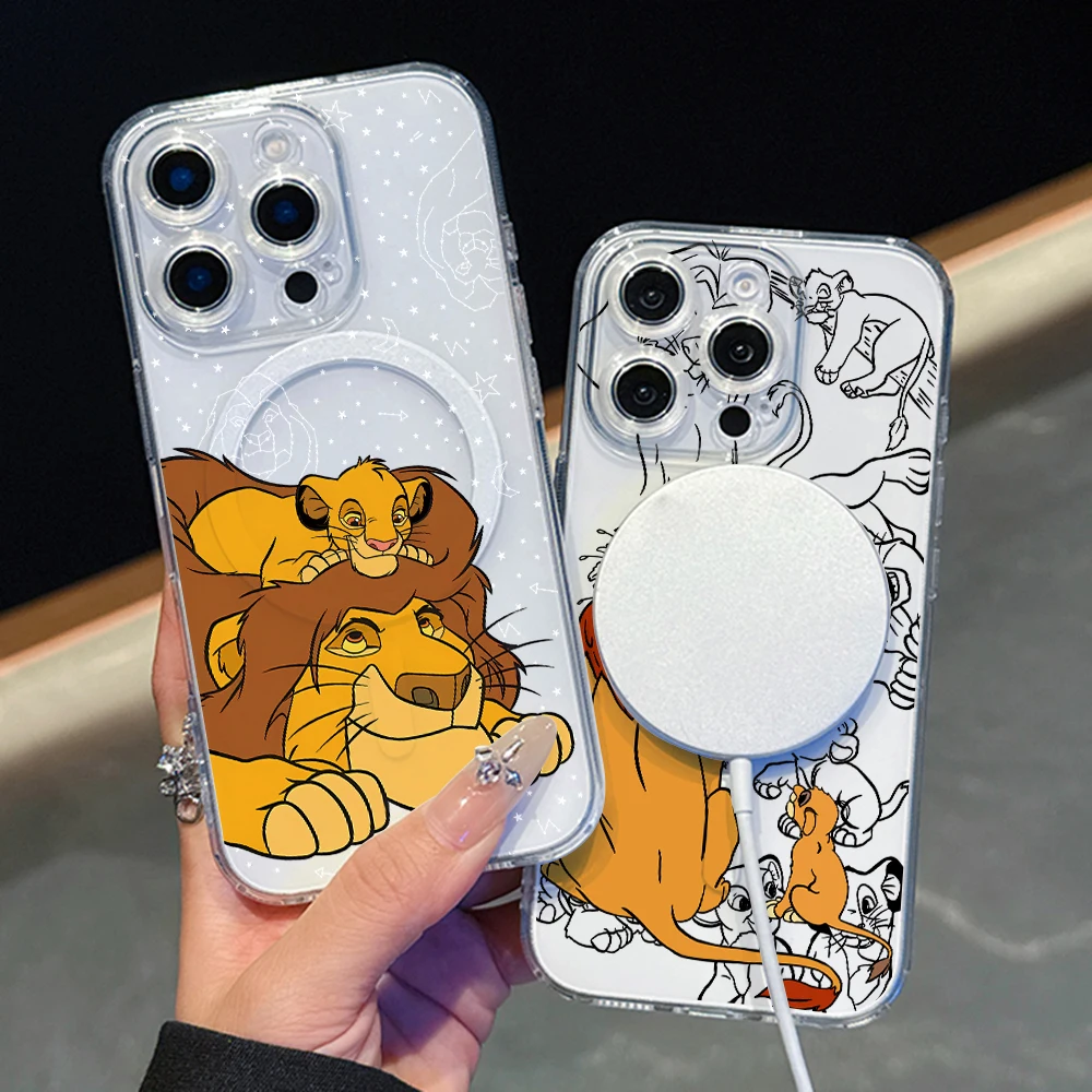 Lion King Simba For Magesafe Magnetic Phone Case for iPhone 16 15 14 Plus 13 12 Mini 11 Pro Max X Xs XR 8 7 SE Clear Capa Cover