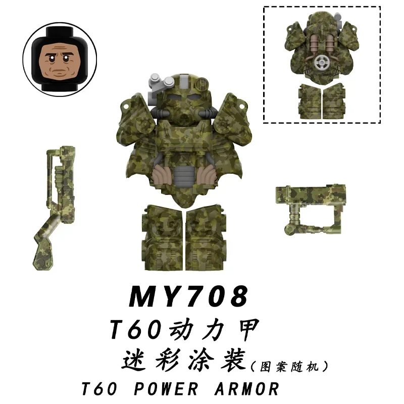 MOC Militär Bos Game T60 Power Armor Offiziere Soldaten Bausteine Anime Actionfiguren Ritter Roboter Bausteine Spielzeug