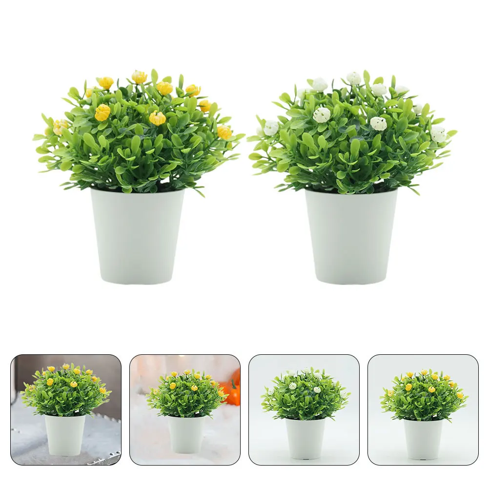

2Pcs Fake Babysbreath Bonsai Desktop Decorative Artificial Plants Home Office Desk Decor Small Faux Potted Greenery