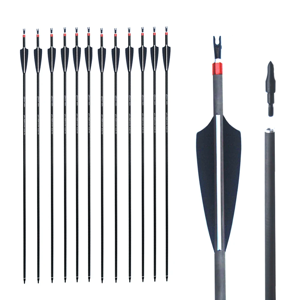 Archery Spine 300 400 Pure Carbon Arrows Shaft for Compound Recurve Bow Longbow Hunting Targets