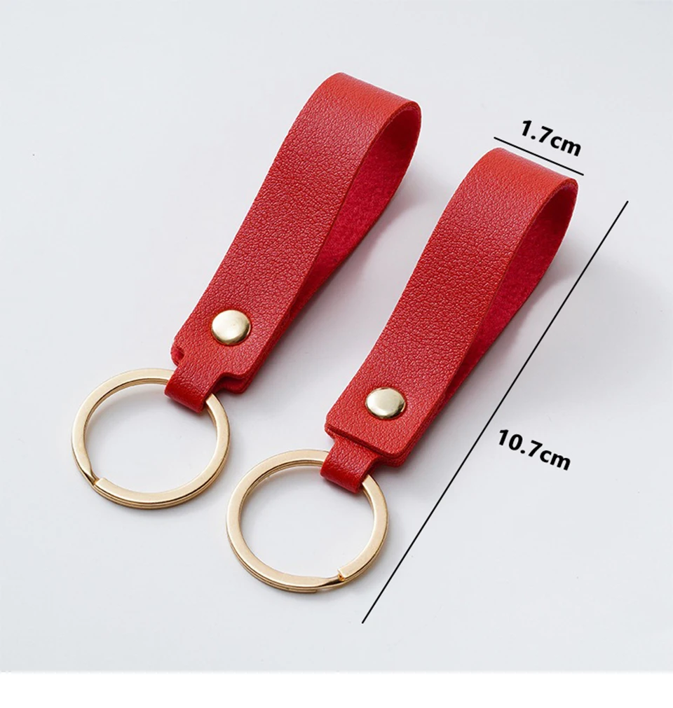 1/100pcs 8Color PU Leather Keychain Business Gift Suitable for Men and Women Car Key Strap Waist Wallet Keychains and Keyrings