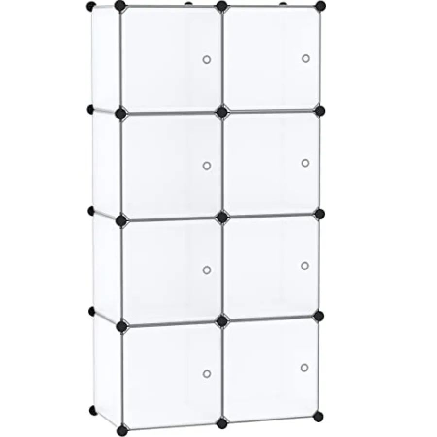 

Cube Storage Organizer with Doors, 8-Cube Shelf, Closet Cabinet, DIY Plastic Modular Bookshelf, Storage Shelves Ideal for Bedro