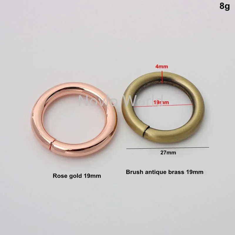 50 stück 7 farben 6 größen 13-16-19-25-32-38mm rose gold O ringe für DIY leder taschen schließen runde ring geldbörse zubehör