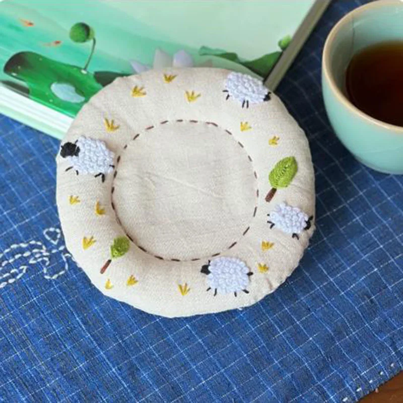 DIY Lu Embroidery Coaster Kit – Hand Embroidery Tea Coaster for Beginners with Thread & Pre-printed Pattern