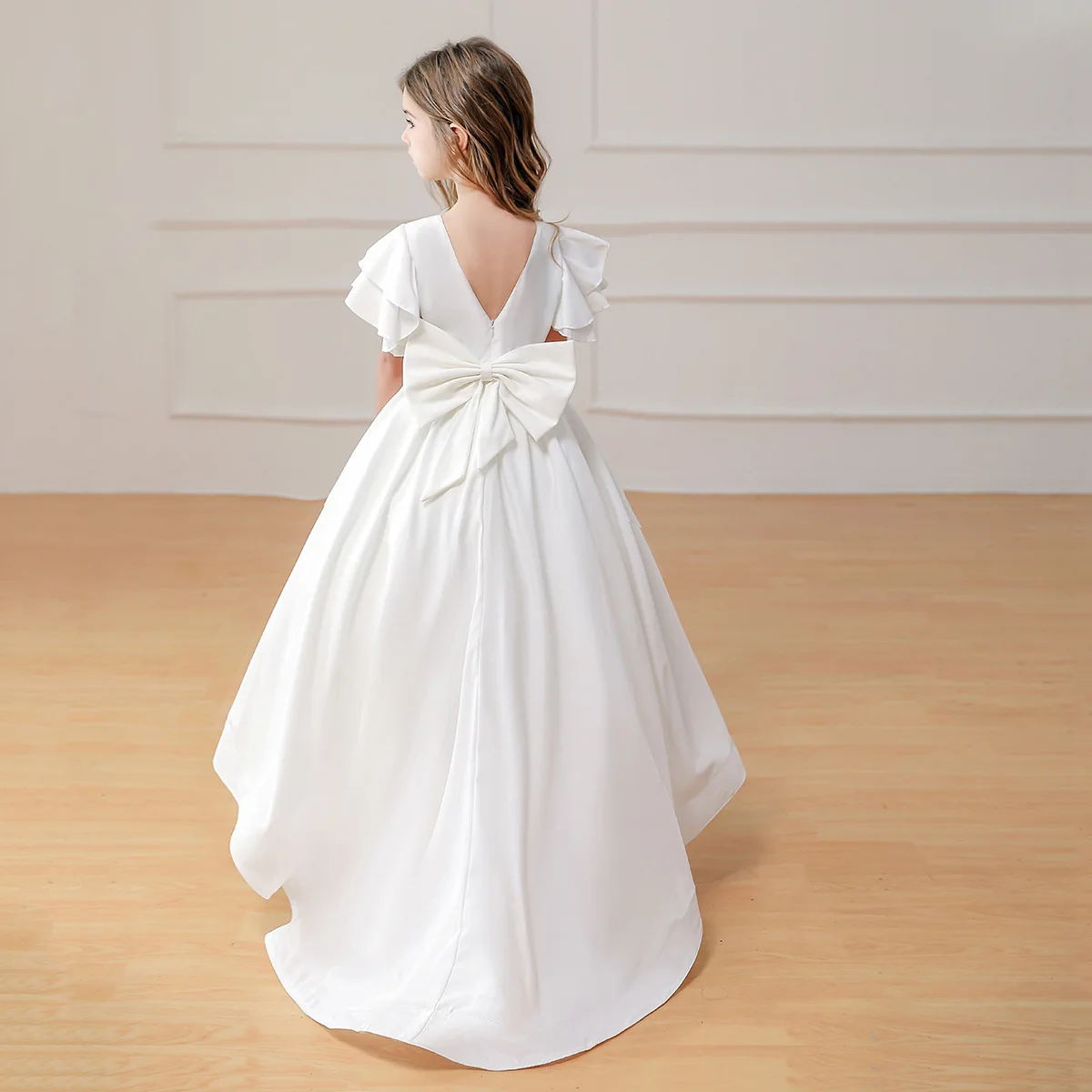 HETISO Girls Evening Party Dresses Kids Trailing Bridesmaid Long Wedding Pageant Tulle Party Gown Party Children Fall 4 6 8 10T