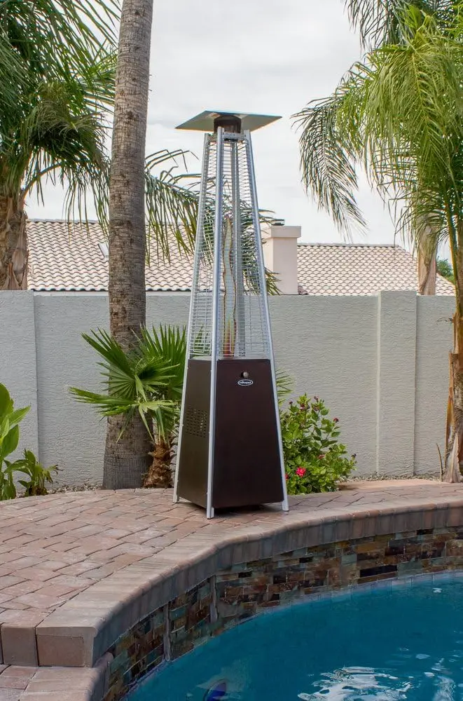 XtremepowerUS Pyramid Glass Tube Propane Patio Heater W/Wheels 40,000 BTU Hammered Bronze