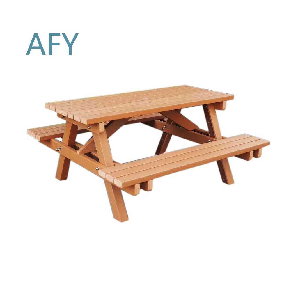 Wooden Picnic Table and Chairs Set for Outdoor Patio Garden Backyard Use Rustic Farmhouse Style Foldable Heavy Duty Weather
