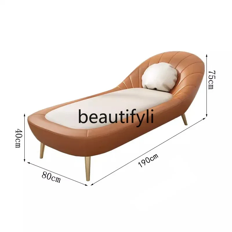 

Italian light luxury leather chaise longue balcony bedroom lazy sofa chaise longue