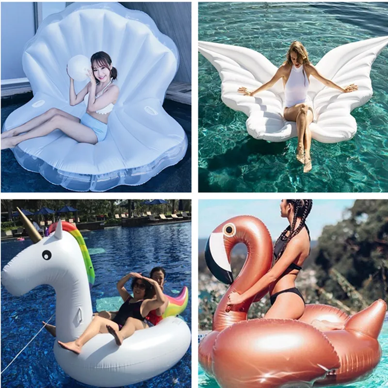 Inflatable Giant Flamingo Unicorn Float Chair Bed For Adult Tube Circle Pool Party Toys Ride-On Air Mattress Swimming Ring boia