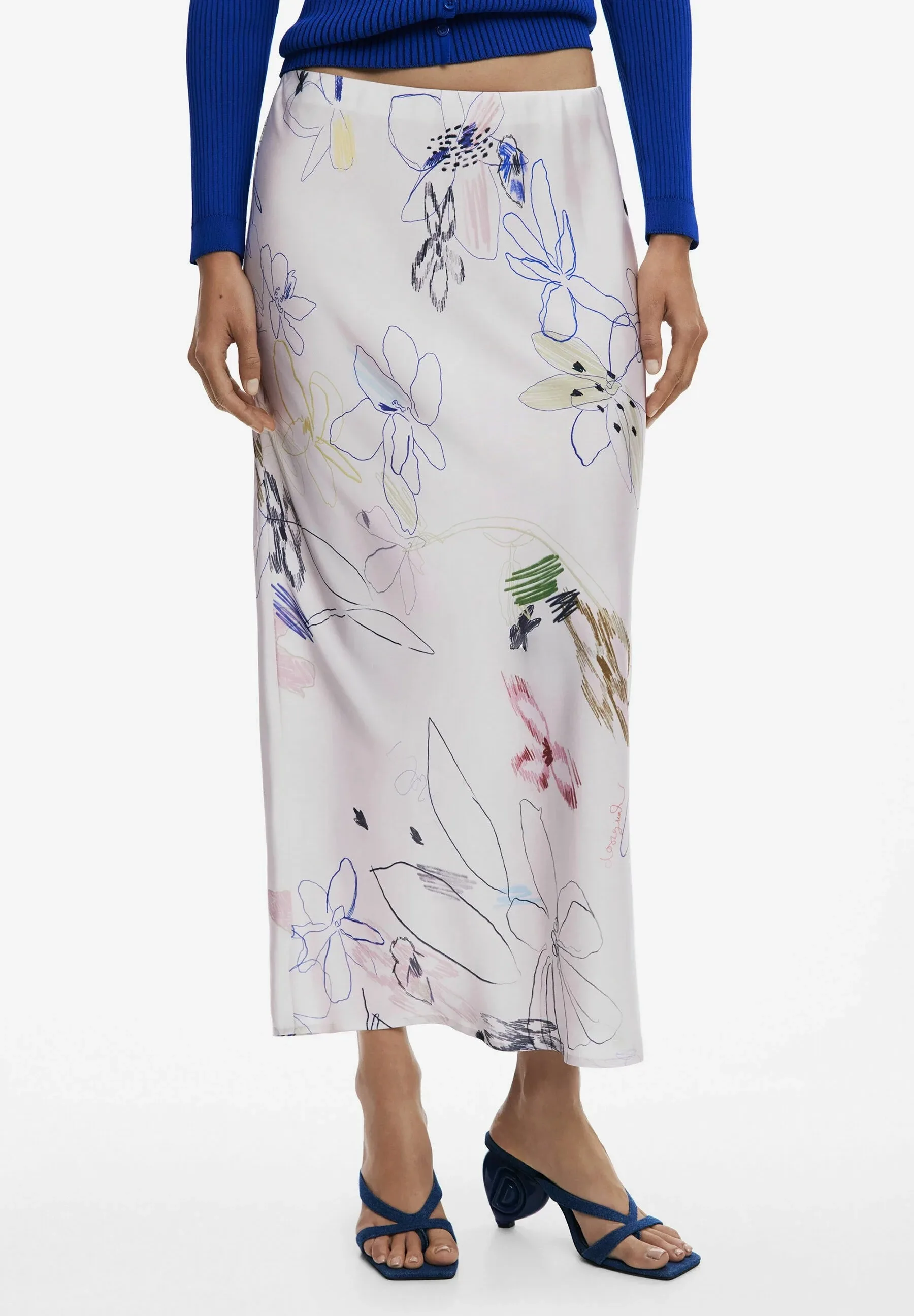 

Spanish Original Light Luxury Women's Half length Skirt Bohemian Style Satin Printed Long Skirt Designer's Style