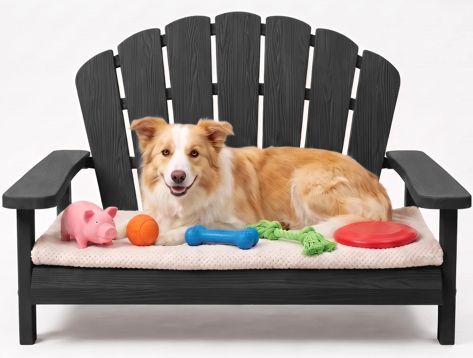 Dog Couch,Outdoor Dog Sofa Chair,Black | Waterproof Resin Pet Bed,Easy Assembly and Clean,Dog Patio Furniture for