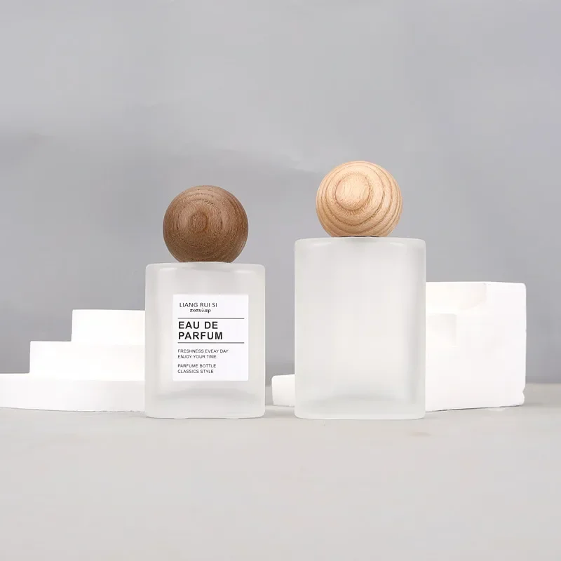 2/6/12pcs 30/50ml Spray Bottle Walnut High-grade Frosted Glass Perfume Sub Bottled Empty Bottle Makeup Water Fine Wholesale