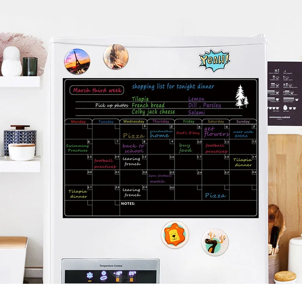Portable Rubber Backing Dry Erase Board Hanging Design Practical Calendar Board Resuable Fridge Whiteboard Monthly Planner