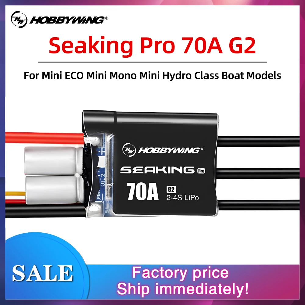HOBBYWING Seaking 70A PRO Bürstenloser ESC Boot ESC 2-4S Lipo IP55 Wasserdicht für Mini ECO Mini Mono Mini Hydroklasse Bootsmodelle