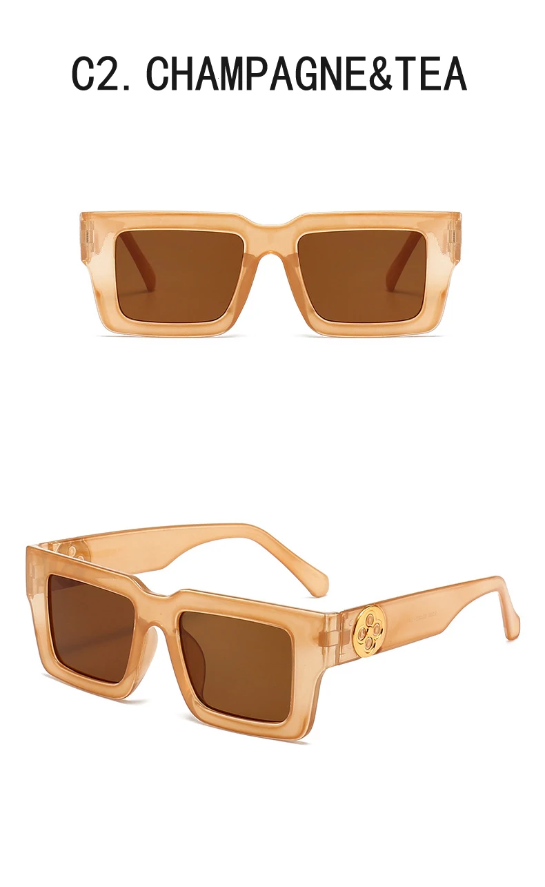 Neue Retro Quadrat Sonnenbrille Für Frauen Männer Blume Dekoration Mode Damen Sonnenbrille Ins Heißer Schattierung Brillen UV400 – Detail 13