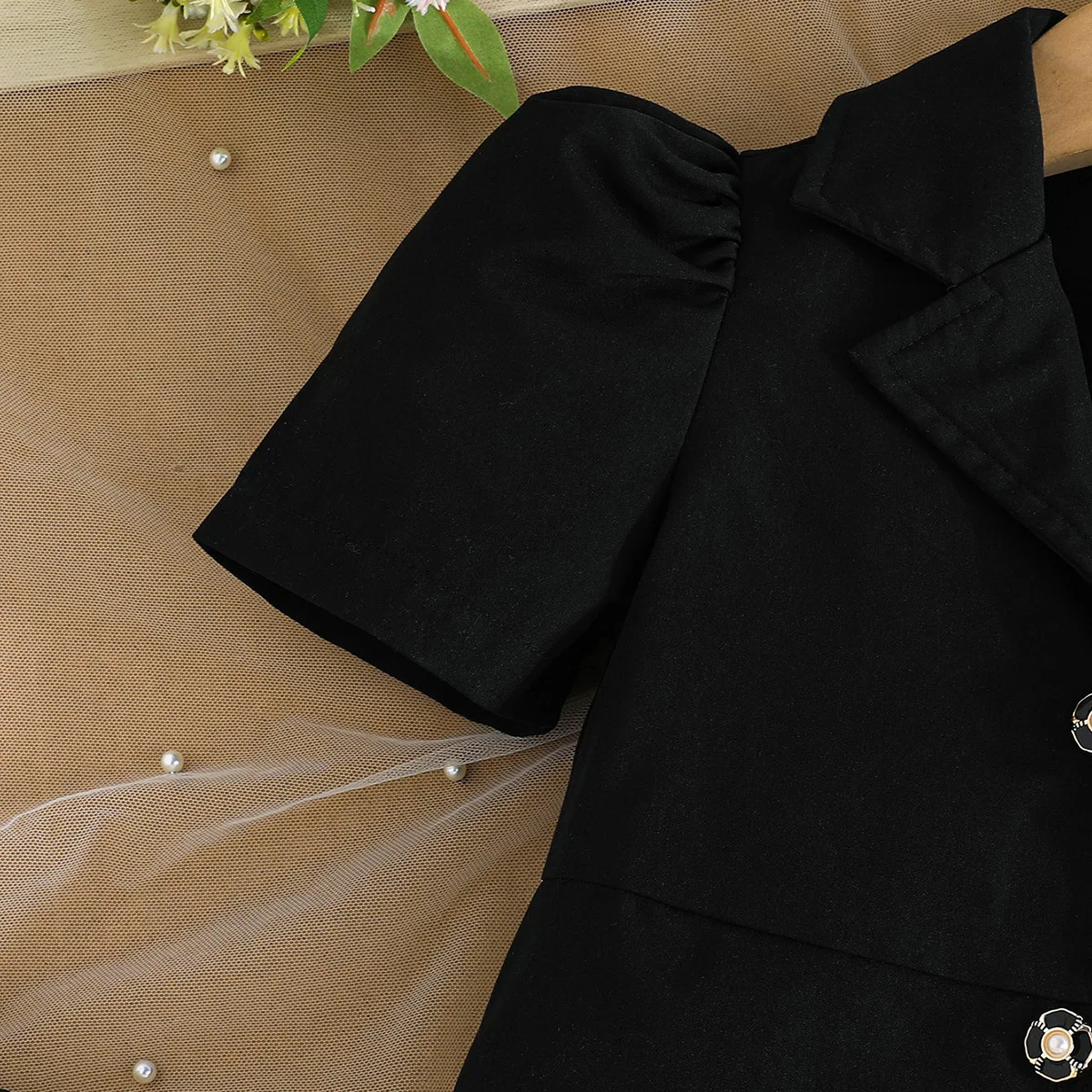 Kids Girls Black Suit Dress 2026 New Children Smmer Applique Shirt Dresses Red Green Elegant Party Dress European American Style