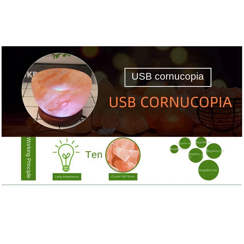 Himalayas Crystal Salt Lamp LED Colorful Color Changing Night Light Air Purifier Decorative Bedside Table Lamp Ornament