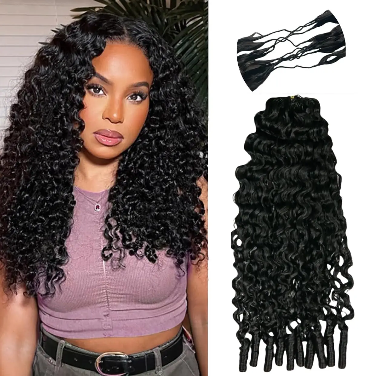 

Наращивание волос 12A Grade Burmese Spanish Curly Crochet, предварительно разделенные пряди, 50 г в упаковке