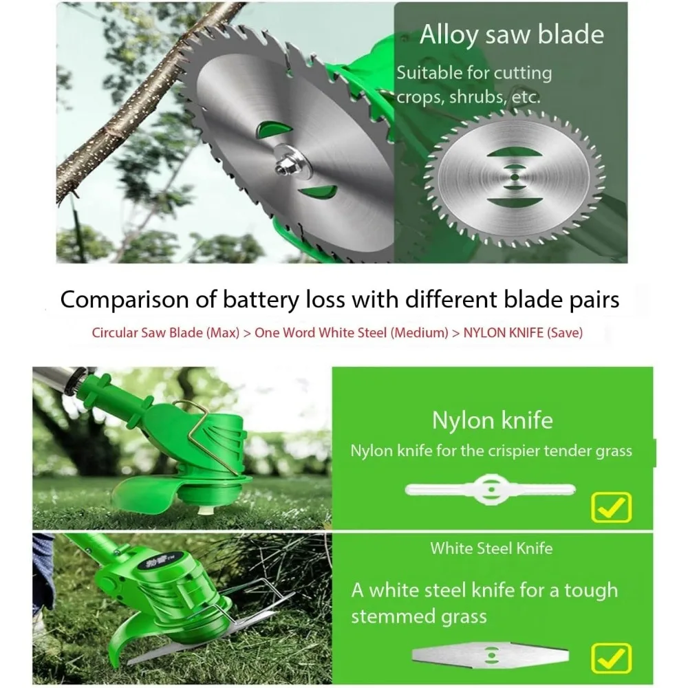 Tondeuse à gazon, désherbage multifonctionnel sans balais, petit désherbage domestique rechargeable au lithium, adapté aux jardins, villa