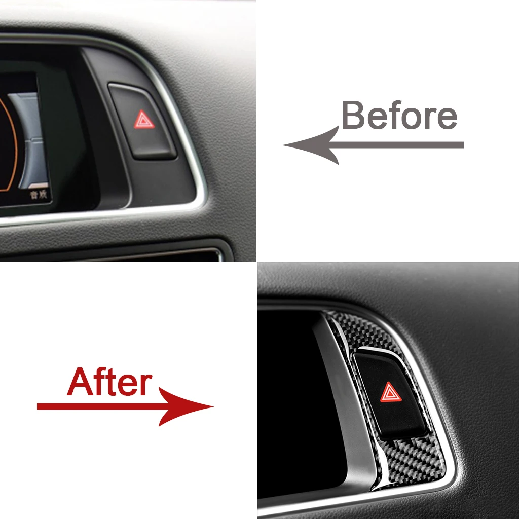 For Audi Q5 SQ5 Car Center Console Display Panel Carbon Fiber Sticker Hazard Warning Light Frame Cover Decor Accessories LHD RHD