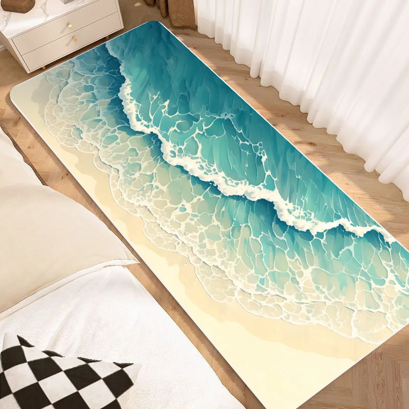 3D Wave Pattern Kids Bedside Carpet Home Creative Bedroom Corridor Decoration Rugs Children's Room Long Aisle Non-slip Floor Mat