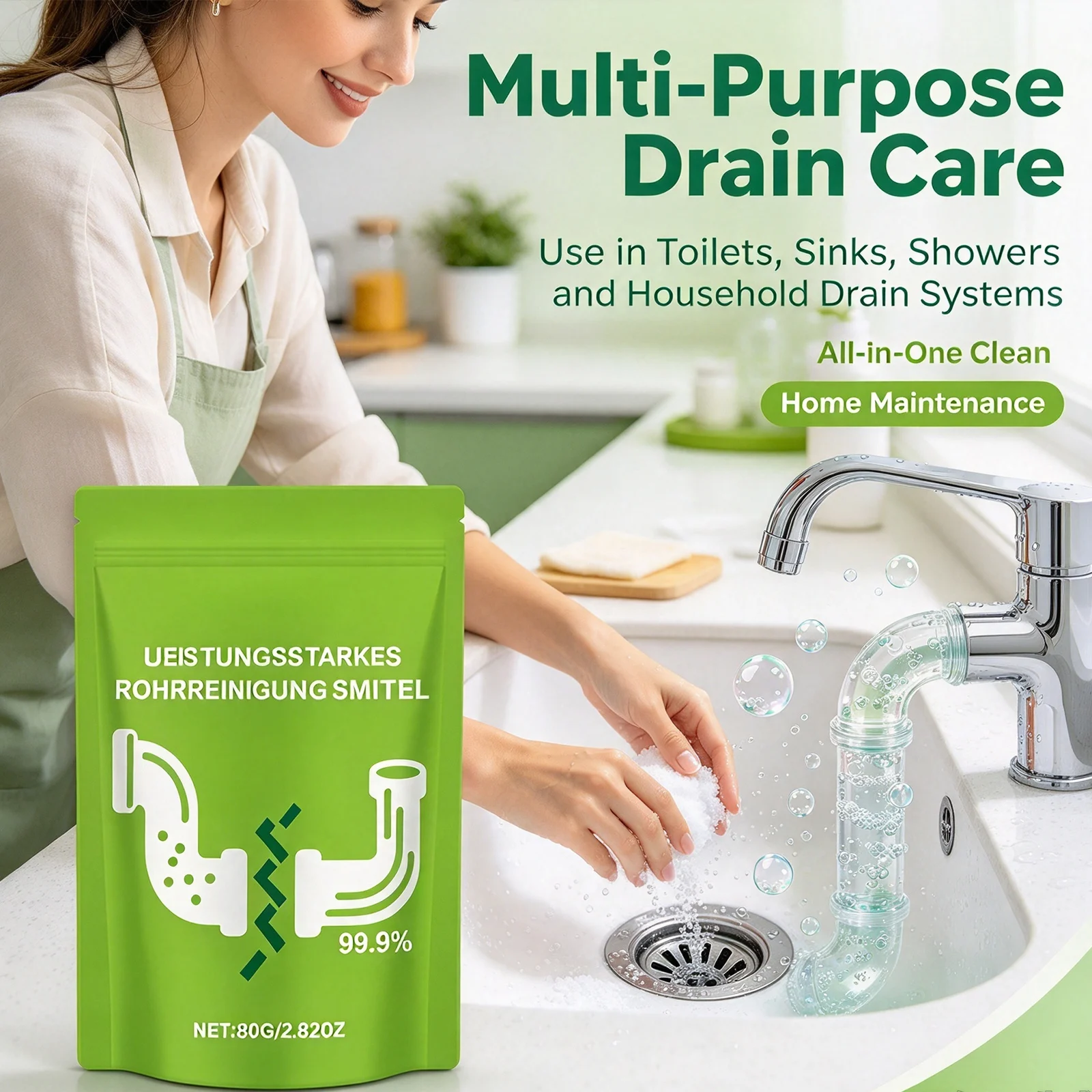 Pipeline Dredging Powder Removing Blockages & Stains Eliminate Odors Prevent Blockages Household Multi Functional Sewer Cleaner