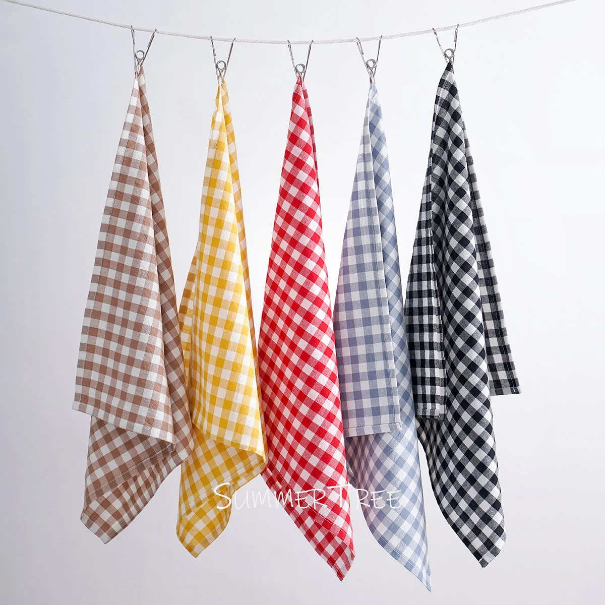 4pcs 42x42cm Gingham Napkin Small Check Cotton Cloth Table Napkin Wedding Christmas Party Decoration