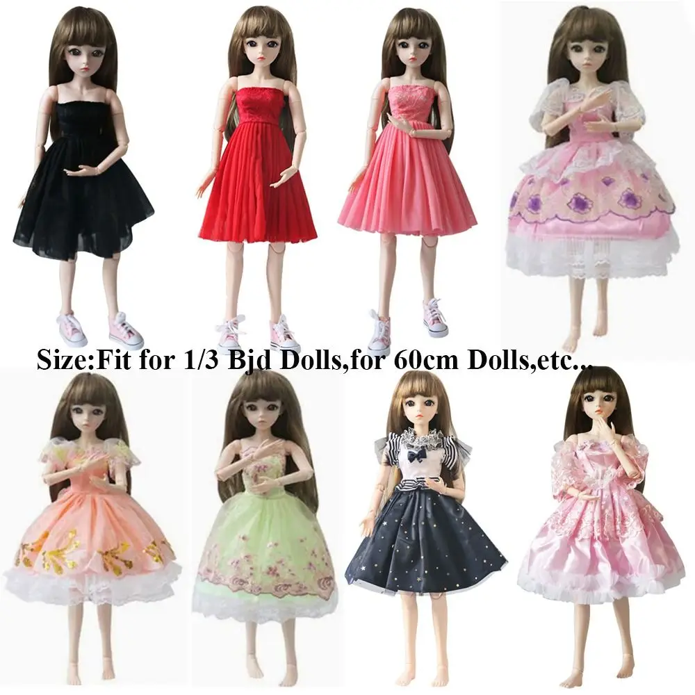 Vestidos de renda feitos à mão moda vestir-se bonecas roupas de festa diy menina brinquedos diy acessórios elegante princesa para 1/3 bjd 60cm bonecas