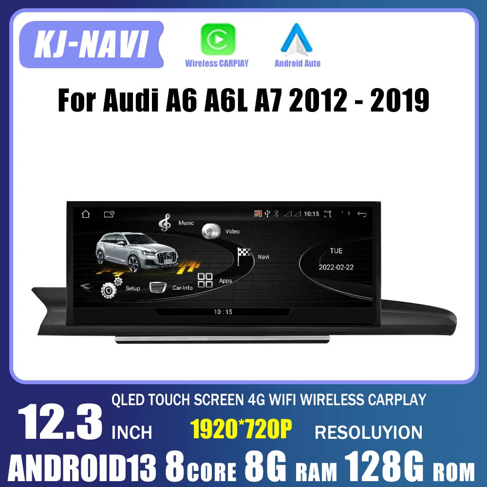 

12.3 Inch Android 13 Touch Screen For Audi A6 A6L A7 2012-2018 Car Accessories Multimedia Carplay Monitors Stereo Radio Player