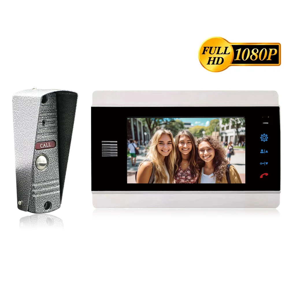 1 conjunto de 7 Polegada novo lançado campainha de vídeo à prova de água sistema de intercomunicação de 4 fios câmera ahd para casa única