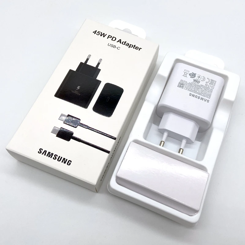 Samsung Note 10+ 20 S24 S23 Ultra 45W PD PPS Super Fast Charger EU Power Adapter For Galaxy S21 S20 FE A73 A53 A52 A55 EP-TA845