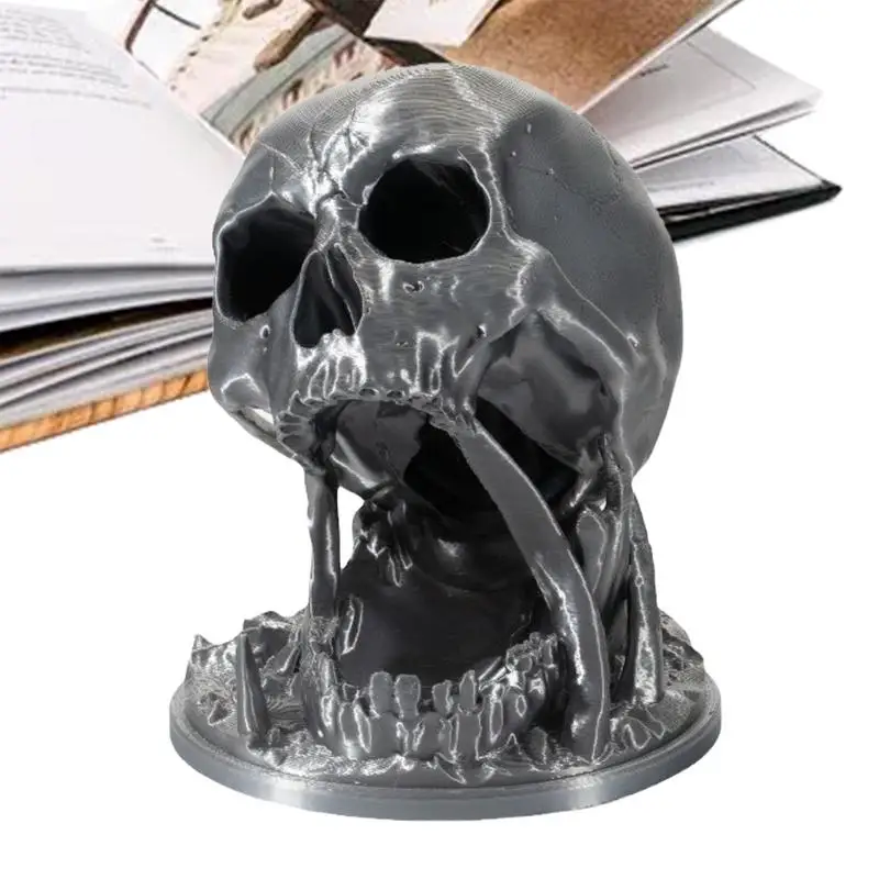 

Dice Rolling Tower Spooky Role Playing Dice Tower Skull Decoration Figurine Retro Skeleton Dice Tower Ornament Halloween Desktop