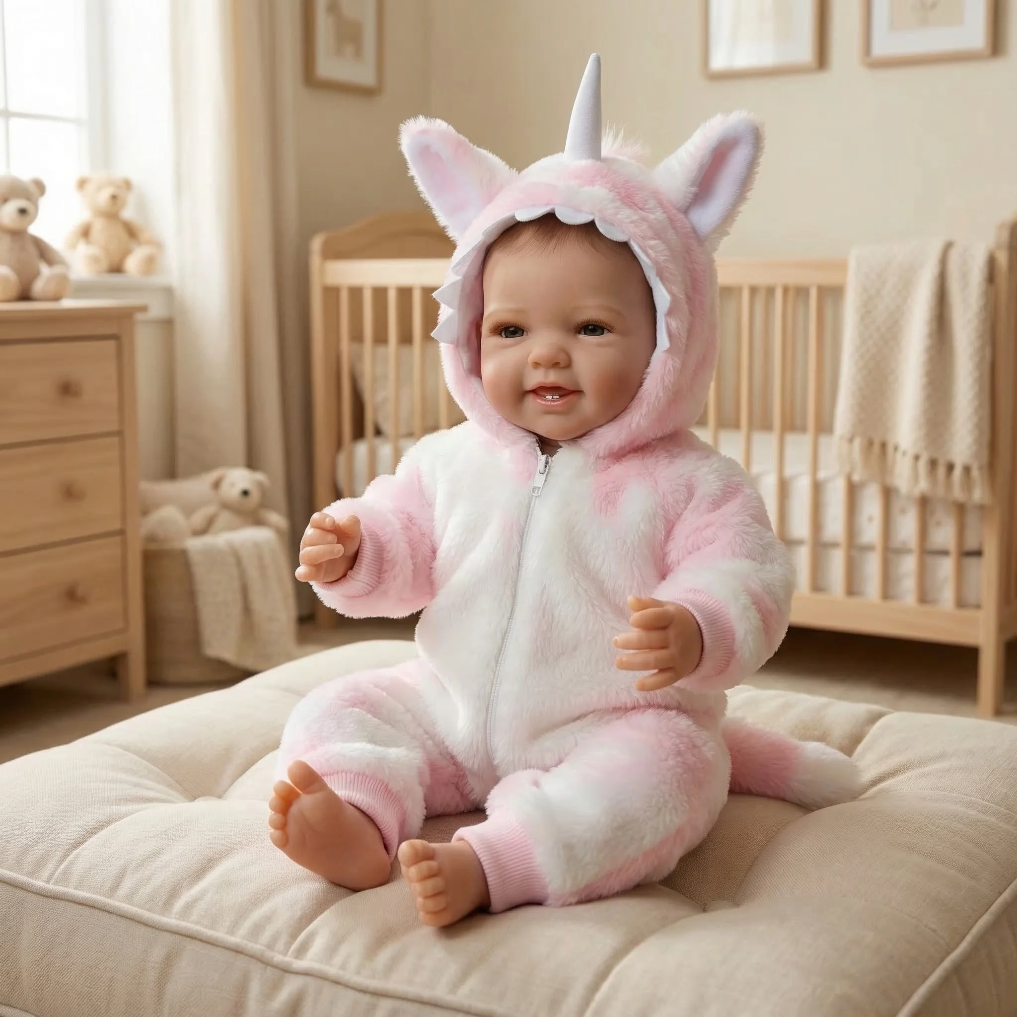 

Коллекционная кукла-реборн NPK 17 дюймов: Улыбающийся малыш с реалистичной 3D-покраской кожи и видимыми венами