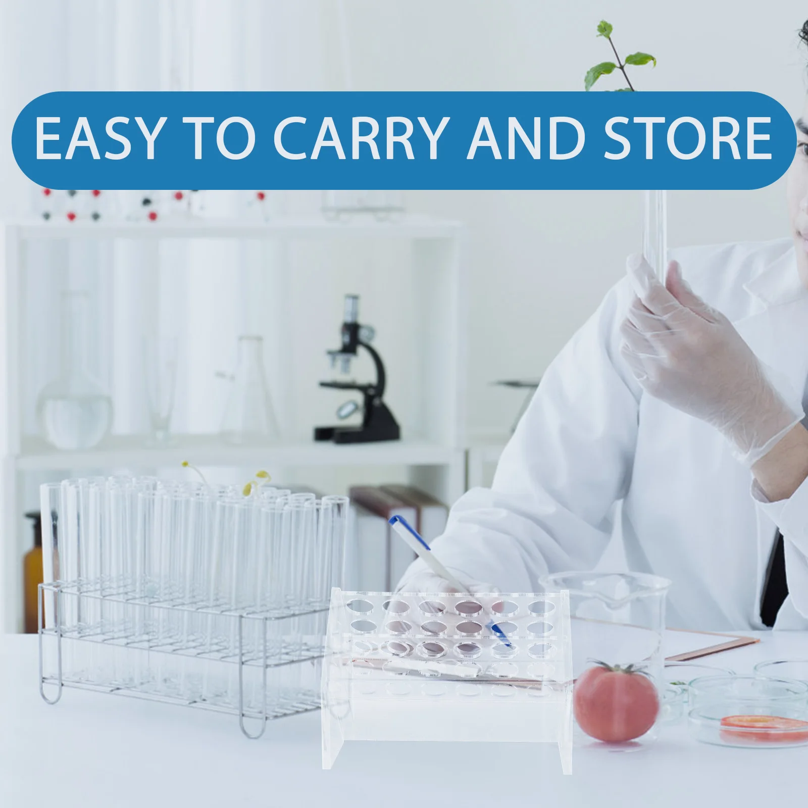 

Lab Test Tube Organizer Tube Stand 10ml 15ml Tubes Compact Portable Durable Storage Rack Test Tubes Rack