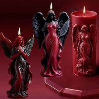 Gothic Style Wing Angel Relief Pillar Candle Silicone Mold 3D Skirt Goddess Resin Mould DIY Gypsum Clay Making Tool Home Decor