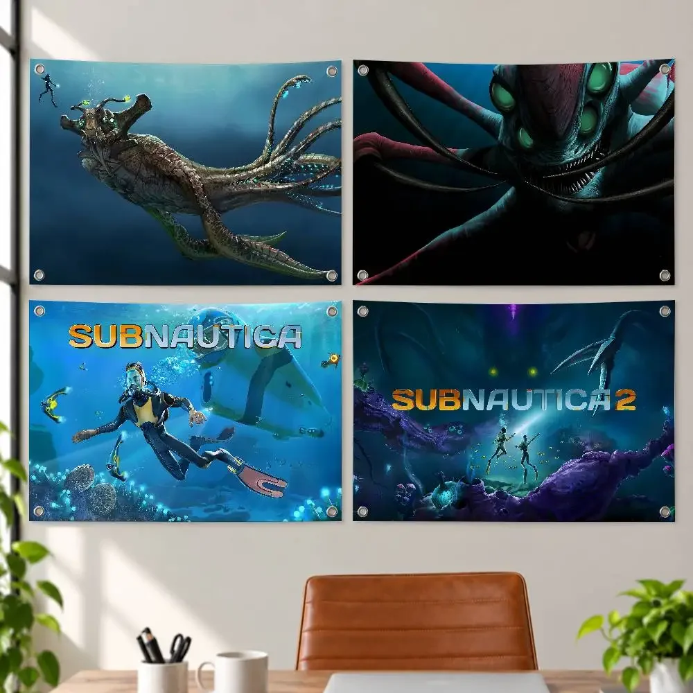 B-Below Zero S-Subnauticas Aesthetic Wall Tapestry Flag Printed Wall Hanging Living Room Party Outdoor Decor