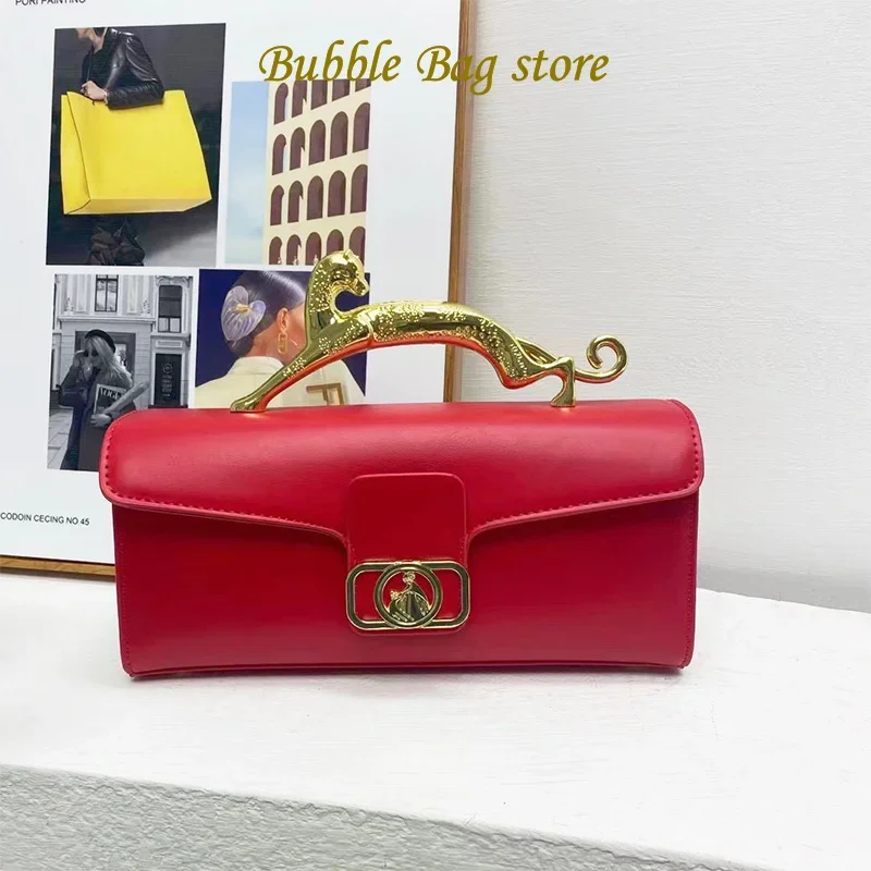 Women Luxury Brand Design Leather Bag 2023 New Ladies Metal Buckle Simple Fashion Shoulder Bag Party Oblique Bag