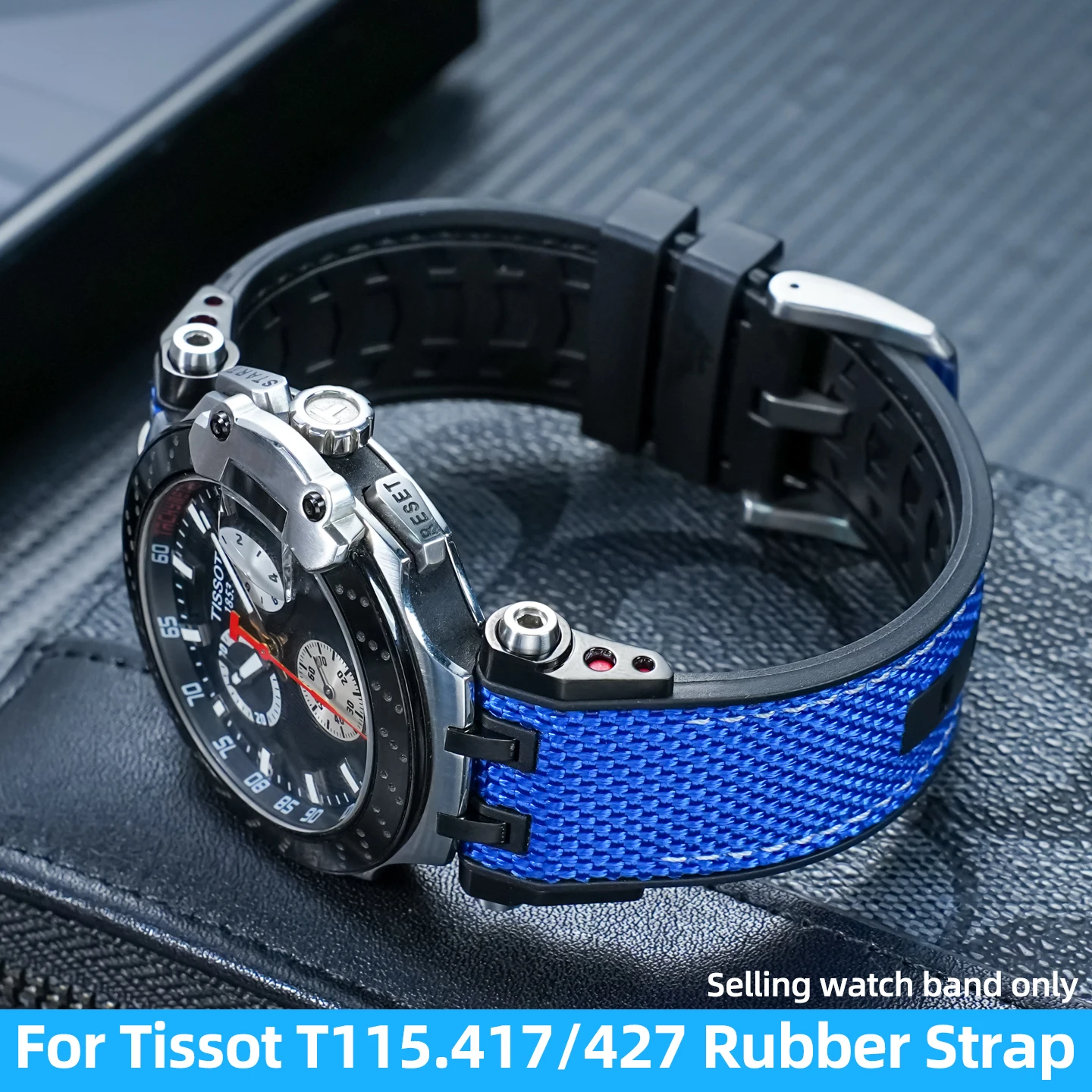 

Ремешок с двойным вырезом для Tissot Racing T115.417 T115.427 Спортивный нейлоновый резиновый ремешок Мужской водонепроницаемый силиконовый браслет с ремешком для часов