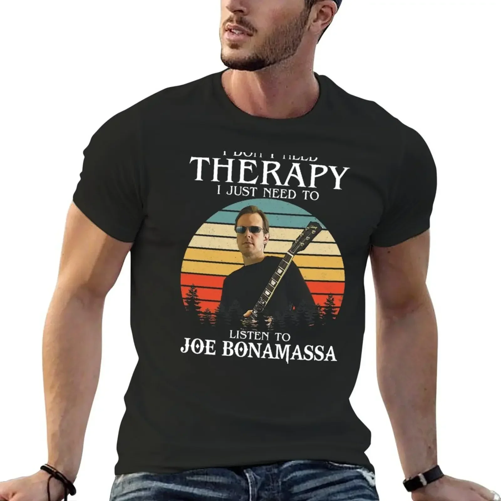 Ich brauche keine Therapie, ich muss nur Joe Bonamassa zuh?ren T-Shirt man clothes oversized oversizeds Short sleeve tee men