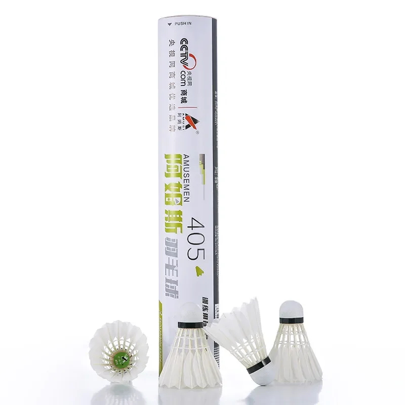 CCTV Badminton Shuttlecocks 405 Model 12Pcs Per Barrel Durable Stable‑Flight Shuttlecock for Amateur Training Indoor Outdoor gym