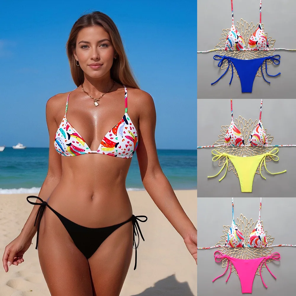 

Bathing Suit Women European And American Swimsuit Women's Split Two-piece High-end Triangular Swimsuit Strap-up Sexy Bikini Wome