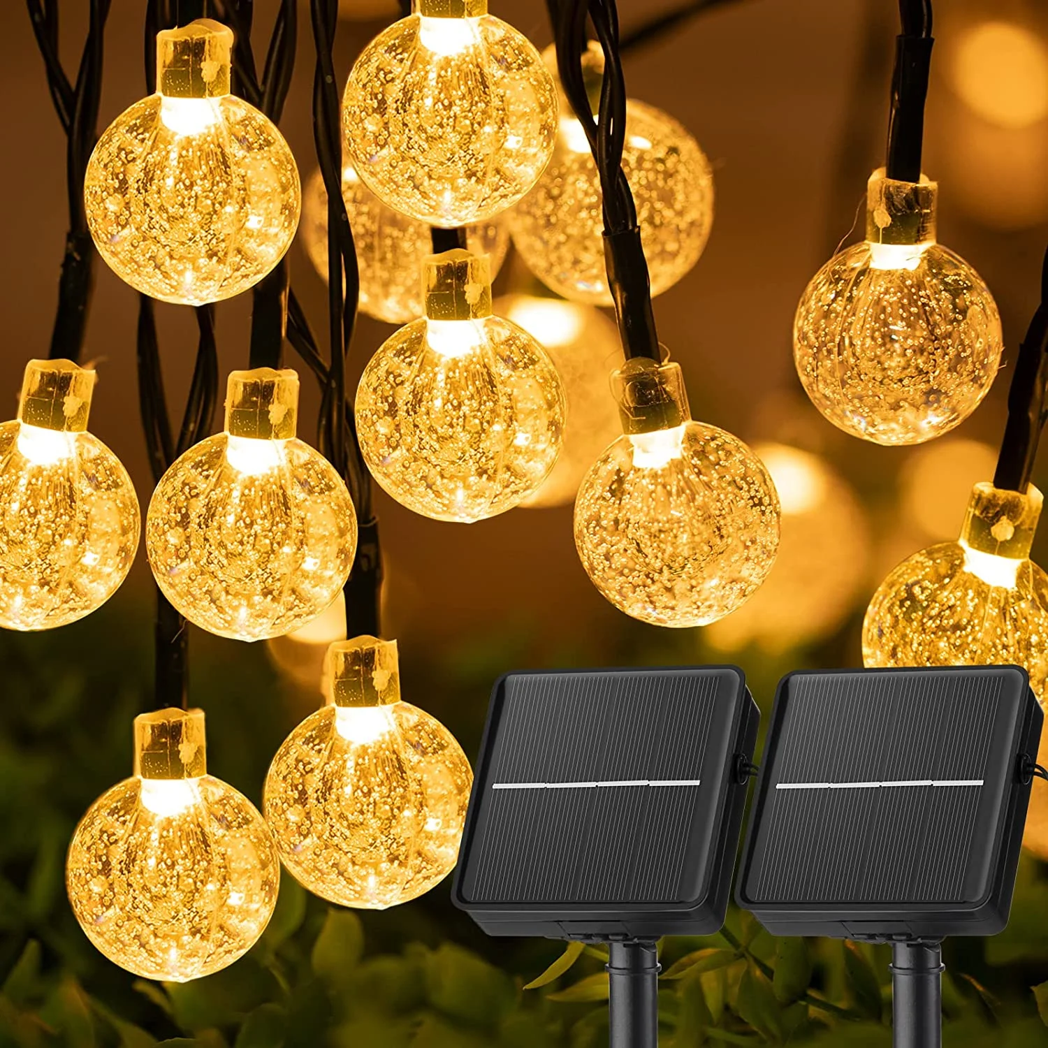 

LED Solar String Lights Outdoor 60 Leds Waterproof Crystal Globe Lights with 8 Modes Garden Light for Patio Party Tree Decor