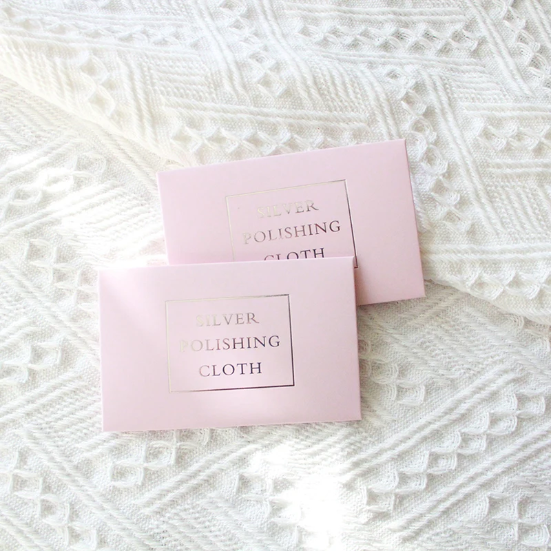 Pink Packaging Silver Polishing Cloth Silver Cleaning Cloth Polishing Necklace With Polishing Powder Double-Sided Velvet