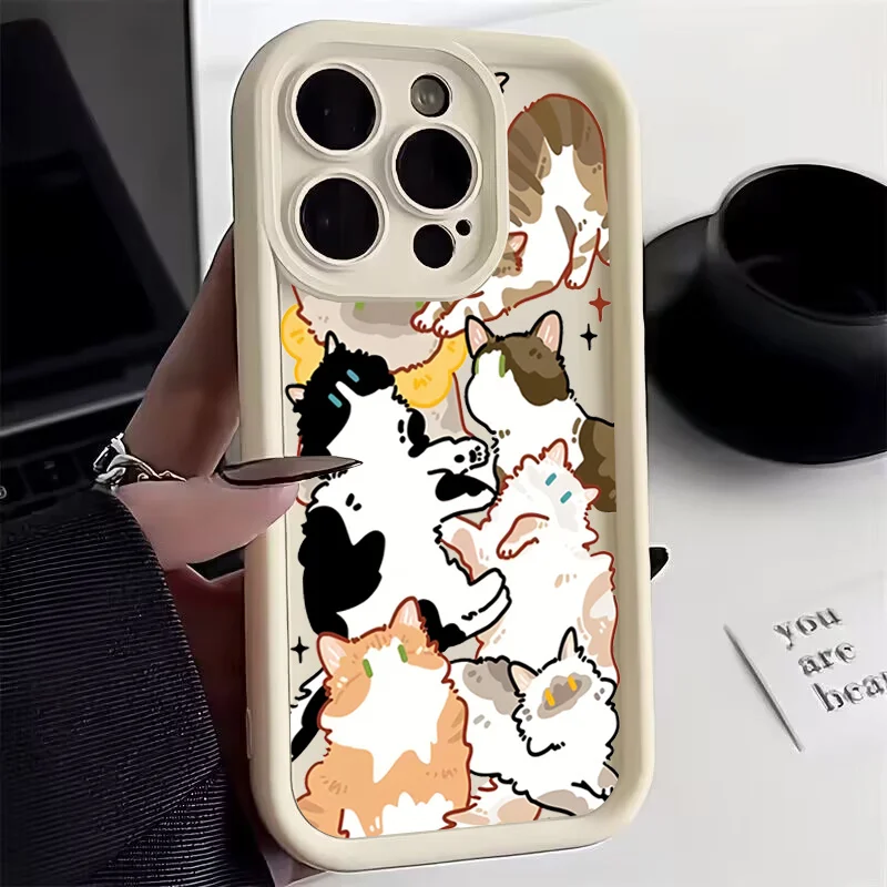 For Samsung S24 Ultra Funny Cats Painting Protector Case For Galaxy S23 S22 S21 Ultra Plus FE A14 A13 A33 A32 A34 A54 5g Cover