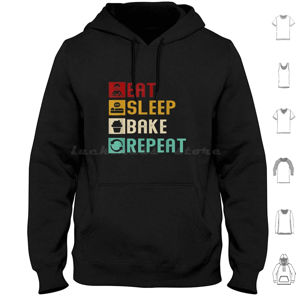 

Eat Sleep Bake Повторите забавные толстовки для выпечки пекарни с длинными рукавами Eat Sleep Bake Baking Baker
