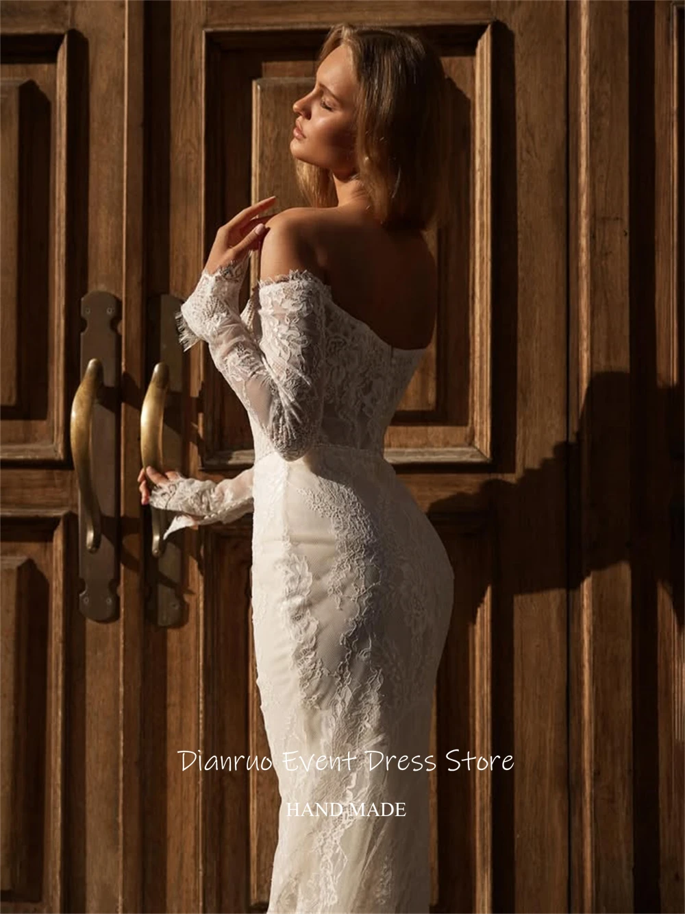 Dianruo Modern Sweetheart Wedding Dress Sweetheart Mermaid Vestido Novia Delicate Pearls Off Shoulder Robe De Mariée Customized