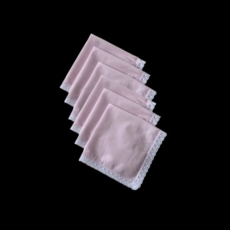 Mouchoir fin en dentelle de tissu de coton pur, décoration de mariage, ornement de maison, décoration de sac, 32cm, 12,6 pouces, 6 pièces