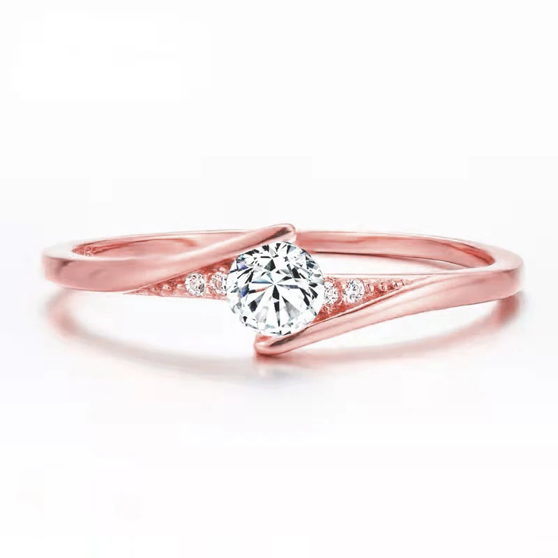 Classic Fashion Women Rings Metal Gold Color White Zircon Ring for Women Romantic Bride Girl Proposal Ring Wedding Jewelry Gift