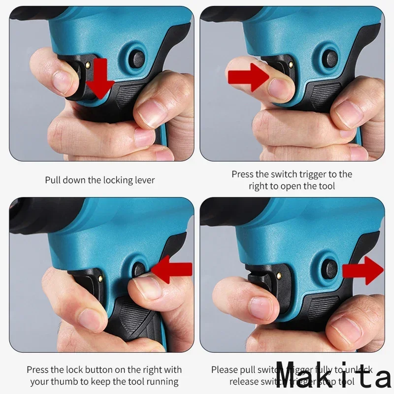 Lihat 550 ° C Pistol Panas Kontrol Suhu 18V Pistol Udara Panas Genggam Tanpa Kabel dengan Tampilan LED Peniup Termal Solder Baru,